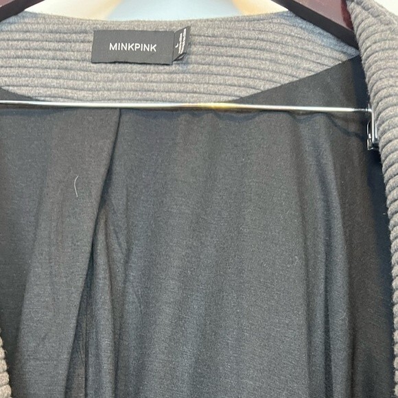MINKPINK Take Care Biker Zip Jacket Ribbed Gray SZ Lg - Picture 8 of 11